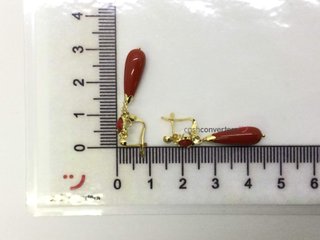 pendientes oro 18k con piedra con coral