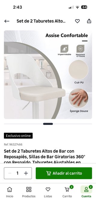 Set 2 Taburetes Altos Bar Leroy Merlin