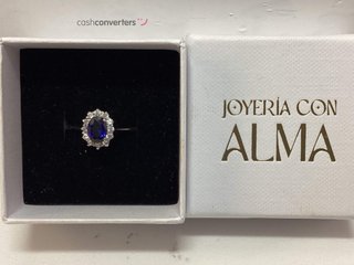 anillo oro 18k con piedra con circonita,zafiro