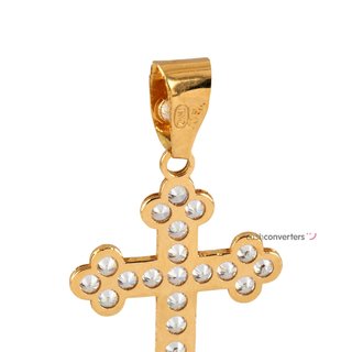 crucifijo oro 18k con piedra con circonita