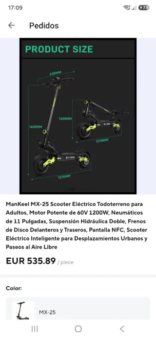 Patinete Eléctrico Mankeel MX-25 2000W