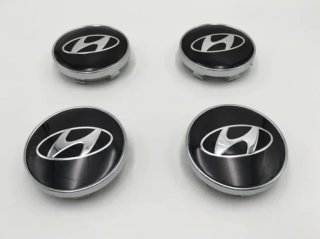 4 CENTROS DE RUEDA HYUNDAI 60 MM NEGRO