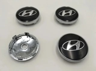 4 CENTROS DE RUEDA HYUNDAI 60 MM NEGRO