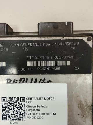 Citroen 236 centralita motor r04080026c berlingo