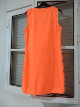 Vestido naranja con rayas grises vaqueras 36/38