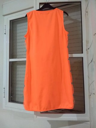 Vestido naranja con rayas grises vaqueras 36/38