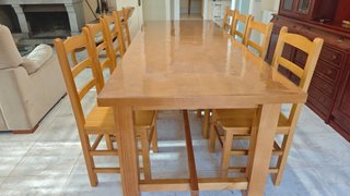 Mesa Comedor Grande Madera 250x90 y 8 Sillas
