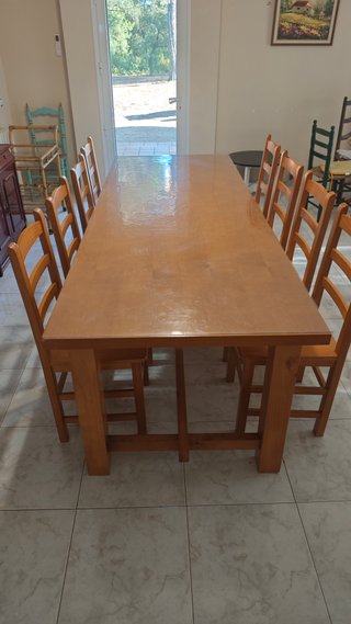 Mesa Comedor Grande Madera 250x90 y 8 Sillas