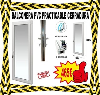 BALCONERA PVC PRACTICABLE CON CERRADURA 90 x 200