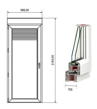 BALCONERA PVC 5 CÁMARAS PERSIANA 90 x 217