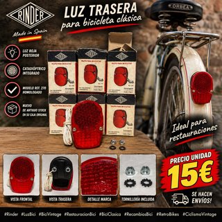 Luz trasera Rinder Ref. 270 para bicicleta clásica