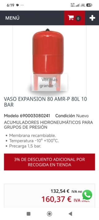 Vaso de expansión IBAIONDO 80L