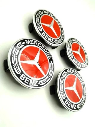 CENTRO DE RUEDA MERCEDES ROJO 75MM TAPABUJES
