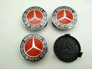 CENTRO DE RUEDA MERCEDES ROJO 75MM TAPABUJES