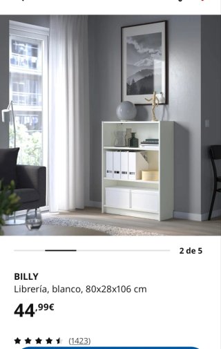 Librería BILLY IKEA Blanca 80x28x106 cm