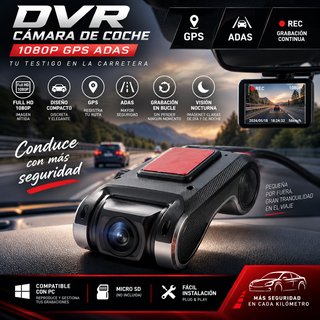 Cámara Coche DVR 1080P GPS ADAS Dashcam