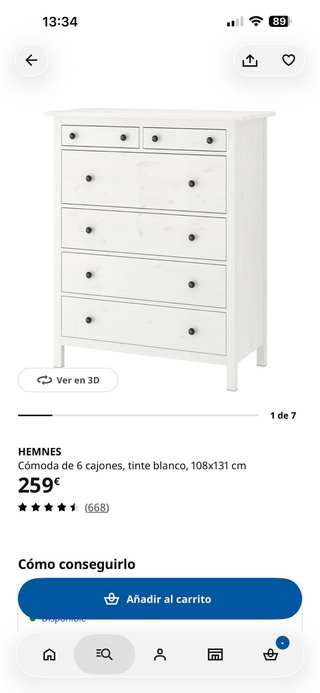 Cómoda Hemnes Ikea 6 cajones