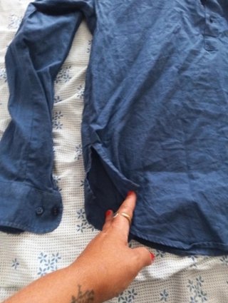 Camicia lino cotone blu