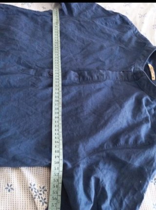 Camicia lino cotone blu