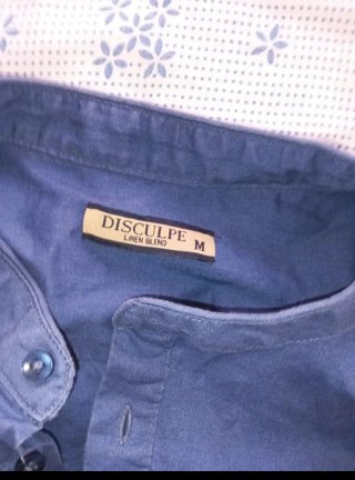 Camicia lino cotone blu
