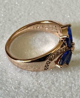 Anello vintage fiore blu oro