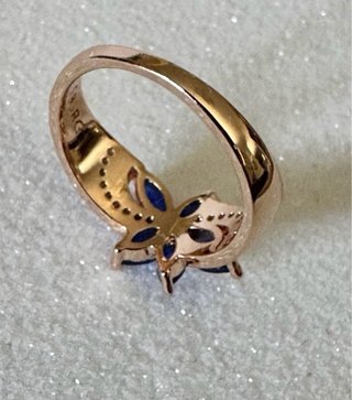 Anello vintage fiore blu oro