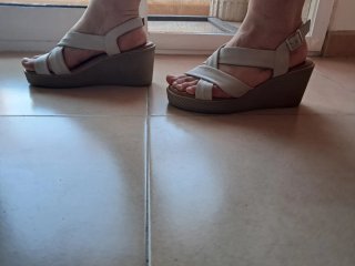 Sandalias cuña blancas