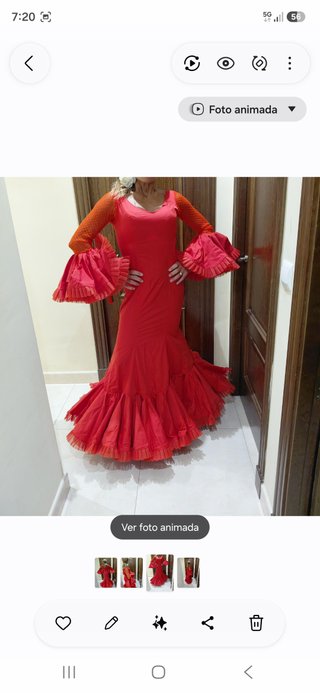 Traje de flamenca rojo volantes