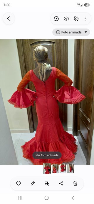 Traje de flamenca rojo volantes