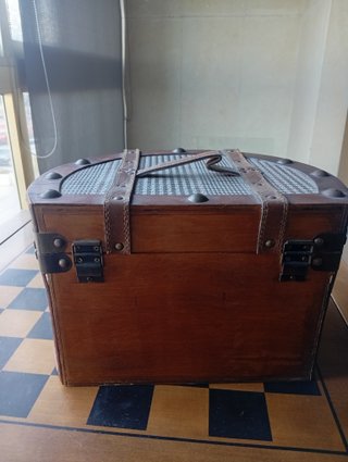 Maleta Baúl Vintage Tela y Piel