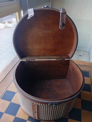 Maleta Baúl Vintage Tela y Piel