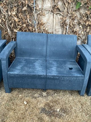 Muebles Jardín 8 Piezas gris, cojines beig