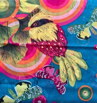 Foulard quadrato Desigual blu petrolio con uccelli