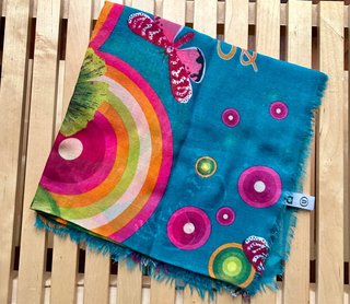 Foulard quadrato Desigual blu petrolio con uccelli