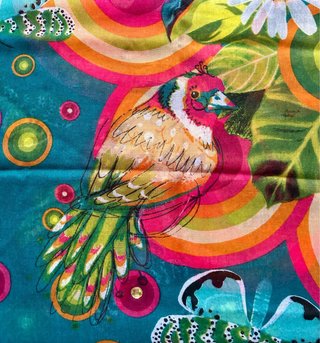 Foulard quadrato Desigual blu petrolio con uccelli