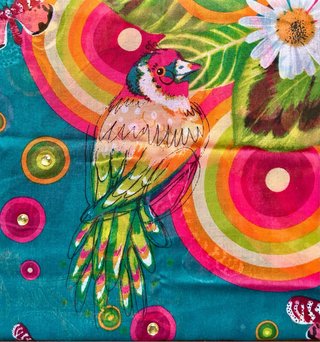 Foulard quadrato Desigual blu petrolio con uccelli