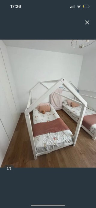 Cama infantil tipo casita blanca