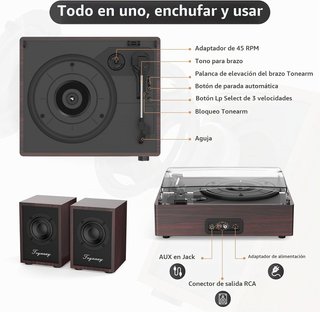 Tocadiscos Trynnay con altavoces