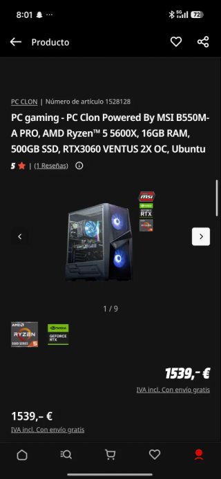 PC Gaming Clon MSI B550M-A PRO Ryzen 5