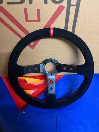 Volante Deportivo Desplazado Negro/Rojo