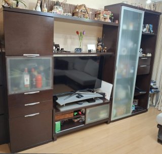 Regalo mueble de salón modular madera y cristal