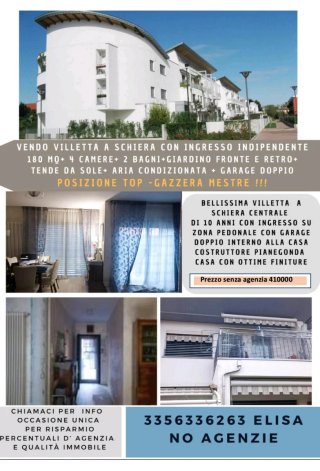 CASA a schiera, 4 camere+garage doppio+giardino