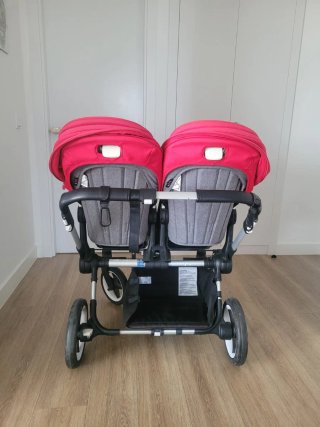 Carro Gemelar Bugaboo Gris y Rojo