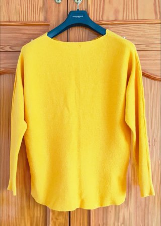 Jersey de punto amarillo / mostaza con pedrería
