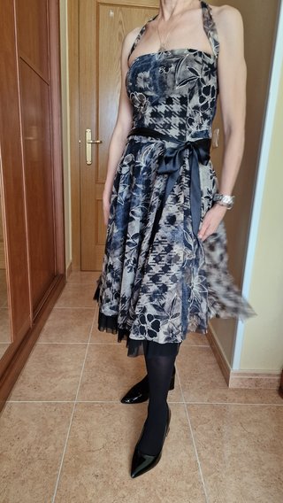 Vestido de gasa o tul estampado