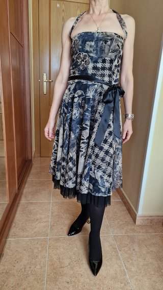 Vestido de gasa o tul estampado