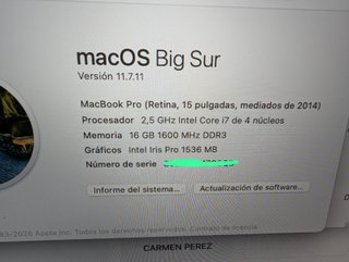 MacBook Pro 15" - i7 16GB RAM 500GB