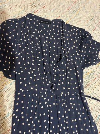 Vestido largo lunares azul marino