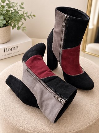 Botines de ante patchwork con cremallera