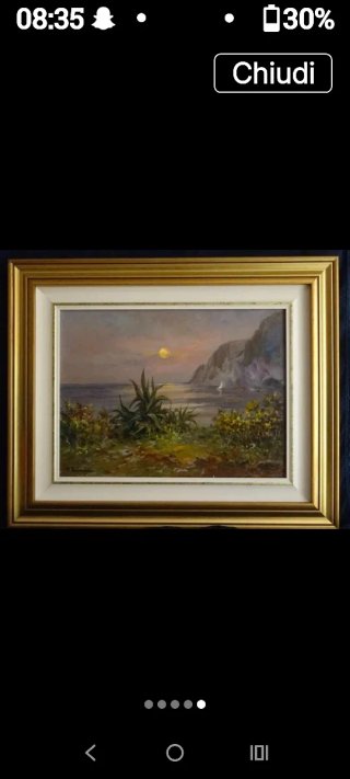 Tramonto caprese vecchio quadro dipinto ad olio